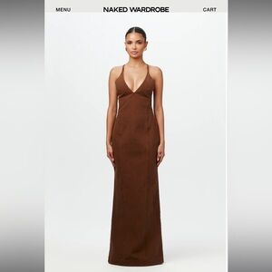 DENIM CROSS BACK MAXI DRESS